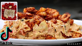 Viral Tiktok Baked Feta Pasta With SHRIMP Recipe Must Try [upl. by Milty]