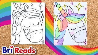 How to Draw a UNICORN for Kids  Easy Step by Step Tutorial  Draw Along with Bri Reads [upl. by Leandra]