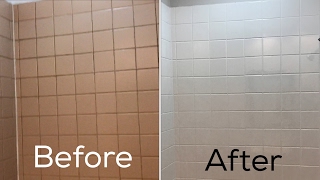 Refinishing ceramic tile in my bathroom before and after [upl. by Schuler908]