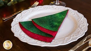 Simple DIY Folded Christmas Tree Napkin  Shabby Fabrics Tutorials [upl. by Latta917]