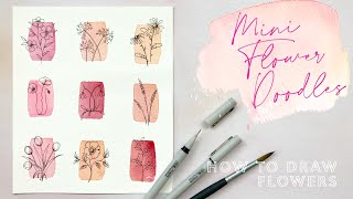 Easy Line and Wash Flower Doodles [upl. by Aimik]