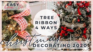 HOW TO PUT RIBBON ON A CHRISTMAS TREE  4 EASY RIBBON TUTORIALS [upl. by Nelleoj]