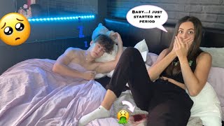 PERIOD PRANK ON BOYFRIEND cute reaction [upl. by Veronike103]