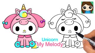 How to Draw Unicorn My Melody  Sanrio [upl. by Darnoc354]