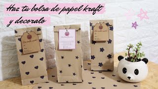 COMO HACER Y DECORAR BOLSAS DE PAPEL KRAFT ♡ [upl. by Atinauq360]