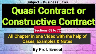 Quasi Contract  Quasi Contract in Hindi Types of Quasi Contract CA Foundation CA Inter [upl. by Oberstone712]