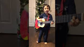 5 year old plays Country Roads Take Me Home on guitar by John Denver [upl. by Anelagna]