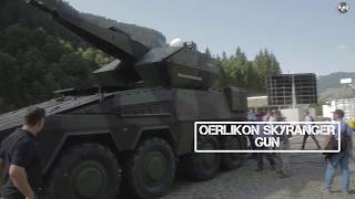 Rheinmetall Oerlikon Skyranger Boxer Twin gun 35mm GDF009 live firing  Air Defence Days 2018 [upl. by Accebor]