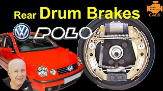 VW Polo Rear Brake Shoe Replacement  Polo Drum Brakes [upl. by Noillimaxam]