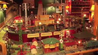 GLENNS PRE WAR TINPLATE TOY TRAIN LAYOUT [upl. by Ihcego992]