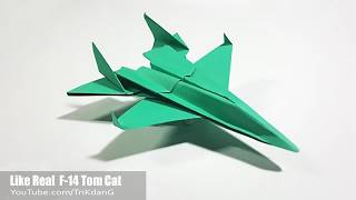 BEST ORIGAMI PAPER JET  How to make a paper airplane that flies like Real F14 Tom Cat [upl. by Seraphina519]