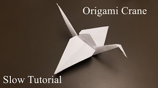 Origami Crane  How to Make the origami Crane  Slow Tutorial [upl. by Hankins896]