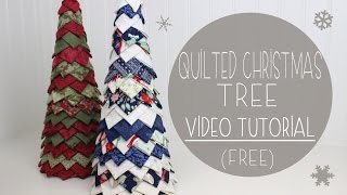 Quilted Christmas Tree Tutorial No Sew  Fabric Tree [upl. by Irual]