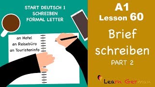 A1  Lesson 60  Brief schreiben  Formal Letter  Hotelreservierung  Start Deutsch1  Learn German [upl. by Akiaki998]