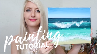 PAINTING TUTORIAL Acrylic Ocean for Beginners  Katie Jobling Art [upl. by Necaj]