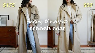 Finding my PERFECT trench coat  comparing affordable options  SPRING ESSENTIALS [upl. by Isnam]