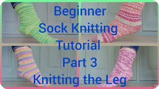 Beginner Sock Knitting Tutorial Part 3 Knitting the Leg [upl. by Anifled]