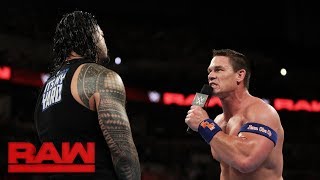 Roman Reigns challenges John Cena to a fight live on Raw Raw Sept 4 2017 [upl. by Mettah]