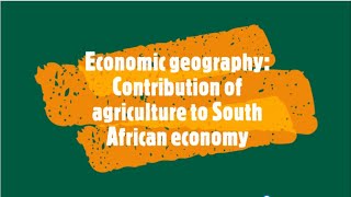 Economic geography Contribution of agriculture to South African economy [upl. by Nnylcaj]