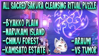 All Sacred Sakura Cleansing Ritual Puzzle  Genshin Impact [upl. by Aonehc]