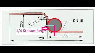 Bestimmen der Rohrlänge mit dem Bogenmaß Zwischenprüfung Anlagenmechaniker SHK [upl. by Malan]