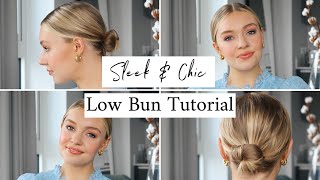 LOW BUN TUTORIAL  SLEEK amp EASY HAIRSTYLE [upl. by Etnuad]