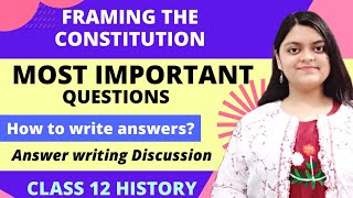 Framing the Constitution Important questions  Class 12 History  NCERT [upl. by Duwalt]