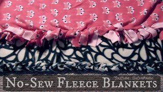 NO SEW FLEECE BLANKET  Easy DIY Tie Blankets  SoCraftastic [upl. by Amahcen]