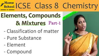 Elements compounds and mixtures part 1class 8  ICSEHomeSchoolChannel [upl. by Nisbet826]