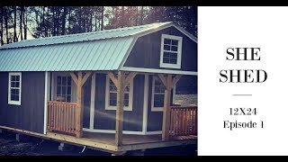 WRAPAROUND PORCH LOFTED BARN CABIN 12x24  DIY SHE SHED [upl. by Beckett]