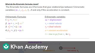 AP Physics 1 review of 1D motion  Physics  Khan Academy [upl. by Atsillak539]