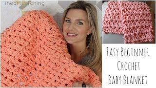 Easy Beginner Crochet Baby Blanket Tutorial [upl. by Altman]