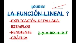 ¿Qué es LA FUNCIÓN LINEAL l Explicación sencilla l La pendiente l Ejemplos l Gráfica [upl. by Yblehs]