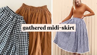 DIY Gathered MidiSkirt With Pockets  How To Make A Gathered Skirt [upl. by Damle318]