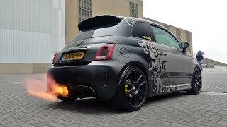 EPIC Fiat Abarth 595 Romeo Ferraris FLAME Revs amp More LOUD Sounds [upl. by Cletis950]