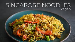 Vegetarian Singapore Noodles Recipe  Cantonese Curry Rice Noodles 星洲炒米粉 [upl. by Soiritos753]