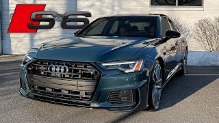 2021 Audi S6 Premium Plus 444 HP in Avalon Green Walkaround Review Exhaust Sound [upl. by Ahsena377]