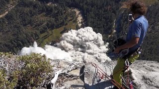 Veteran climber captures terrifying video of rock slides in Yosemite National Park [upl. by Ardnahsal]