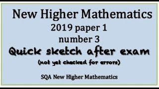 2019 SQA Higher Mathematics paper 1 no3 Quick Sketch [upl. by Ahtnama]