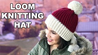 LOOM KNITTING HAT FOR BEGINNERS  CJ Design ♡ [upl. by Epotimet]