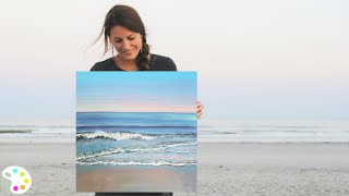 How to Paint in Acrylics  Ocean Painting Tutorial [upl. by Elvin]