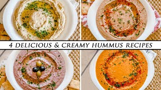 HUMMUS 4 Ways Using 4 DIFFERENT Beans  Easy HUMMUS RECIPES [upl. by Kho]