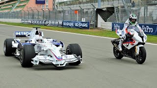 F1 Car vs Bike BMW Sauber F1 vs BMW S 1000 RR [upl. by Erodoeht742]