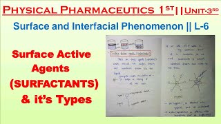 Surfactants  Types Of Surfactants  Physical Pharmaceutics  L6 Unit3  B pharmacy 3rd Sem [upl. by Ycrad325]