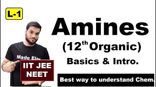 L1 Amines 12th Organic  Basics amp Introduction of Amines  JEE NEET  By Arvind Arora [upl. by Nylessej]