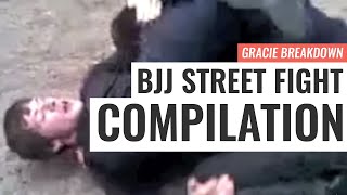 BJJ STREET FIGHT COMPILATION Viking Choke Russian Triangle Failed Guard Gracie Breakdown [upl. by Maryann]