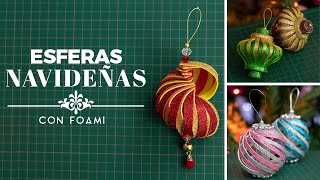 3 ESFERAS NAVIDEÑAS de foami diamantado  goma eva  DIY  🎄 [upl. by Oaht]