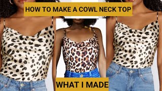 DIY EASY COWL NECK TOP TUTORIAL Cutting and Stitching [upl. by Bum]