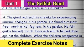 The Selfish Giant Exercise Class 11 English Questions Answers [upl. by Nazay]