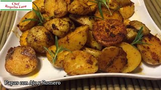 PAPAS AL HORNO CON AJO Y ROMERO DELICIOSA RECETA [upl. by Oivaf]